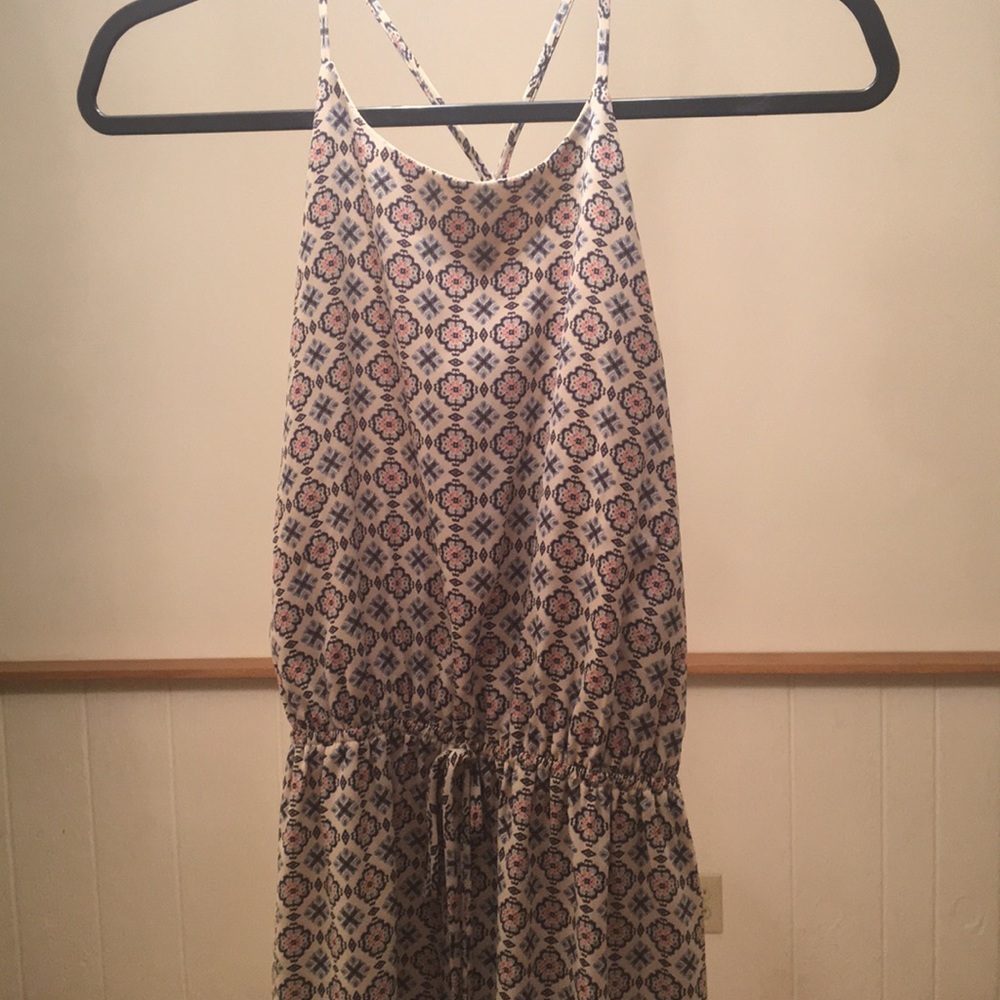 New Pretty Cream & Pink Halter Dress